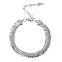 Fashion Silver Titanium Steel Snake Bone Chain Bracelet