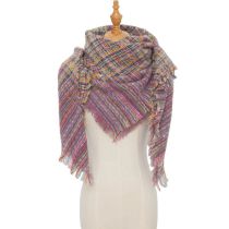 Fashion Purple Polyester Checked Thorn Scarf