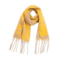 Fashion No. 4#yellow Polyester Jacquard Thick Fringed Scarf