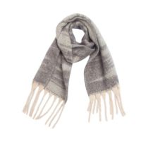 Fashion 5# Gray Polyester Jacquard Thick Fringed Scarf