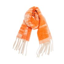 Fashion 6# Orange Polyester Jacquard Thick Fringed Scarf