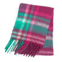 Fashion 49# Fine Grid Rose Red And Green Polyester Colorful Plaid Thick Beard Scarf