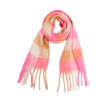 Fashion 35# Pink Yellow Faux Mohair Check Thick Beard Scarf