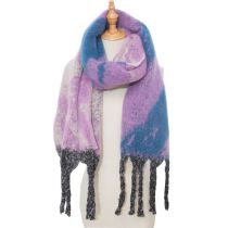 Fashion 08#purple Polyester Printed Chunky Fringed Scarf