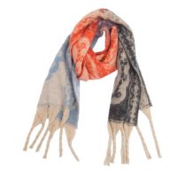 Fashion 03#red Polyester Printed Chunky Fringed Scarf