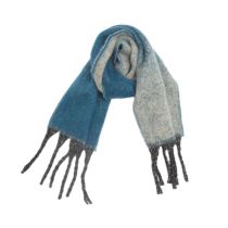 Fashion 06# Blue Yarn Polyester Gradient Thick Fringed Scarf