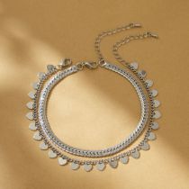 Fashion Silver Copper Geometric Love Chain Anklet Set