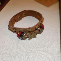 Fashion Bracelet-coffee Color Butterfly Square Stud Double Layer Bracelet