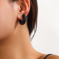 Fashion Black 3031 Metal Glossy Round Ear Clip (single)