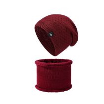 Fashion G Logo Diamond Hood + Scarf Red Polyester Knitted Patch Beanie And Scarf Set