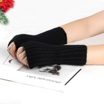 Fashion Black Wool Knitted Fingerless Gloves