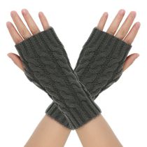 Fashion Dark Gray Wool Knitted Fingerless Gloves