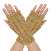 Fashion Camel Wool Knitted Fingerless Gloves