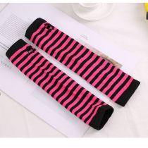 Fashion Black Rose Red/stripes 10 Polyester Striped Knit Long Fingerless Gloves