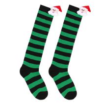 Fashion 2# Green And Black Stripes/old Man Head Doll Polyester Three-dimensional Christmas Striped Knitted Stockings