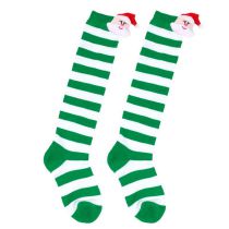Fashion 10# Green And White Stripes/old Man Head Doll Polyester Three-dimensional Christmas Striped Knitted Stockings
