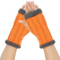 Fashion Orange 19# Plush Twist Knitted Mittens