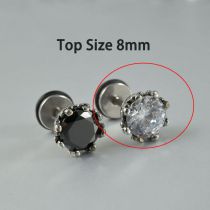 Fashion No 12 White Zirconium Stainless Steel Zirconium Inlaid Geometric Round Piercing Nails