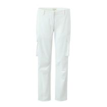 Fashion White Low-rise Multi-pocket Straight-leg Trousers