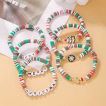 Fashion Color Colorful Polymer Clay Beads Letter Beads Christmas Tree Snowflake Bracelet Set