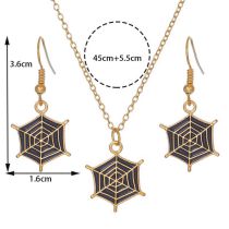 Fashion 11# Alloy Oil Dripping Spider Web Necklace And Earrings Set