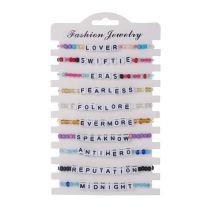 Fashion Color Rice Beads Alphabet Beaded Bracelet Set