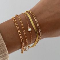 Fashion 7# Alloy Geometric Chain Bracelet Set