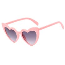 Fashion Pink Frame Double Gray Ac Heart Sunglasses