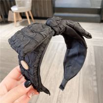 Fashion Black Fabric Bow Wide-brimmed Headband