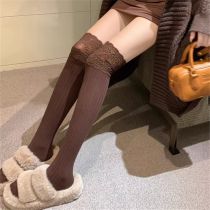 Fashion Coffee Lace Over-the-knee Socks