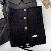 Fashion Black High Collar Neck Gaiter Knitted Wool Scarf
