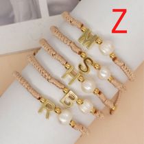Fashion Z Geometric Cord Braided Pearl 26 Letter Bracelet