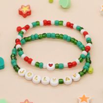 Fashion Color Geometric Rice Beads Alphabet Beads Bracelet Set