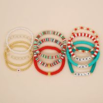 Fashion Color Colorful Soft Clay Gold Beads Letter Bead Bracelet Set