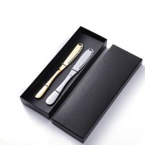 Fashion 2 Pieces In Gift Box [natural Color + Gold] Stainless Steel Geometric Butter Knife Set
