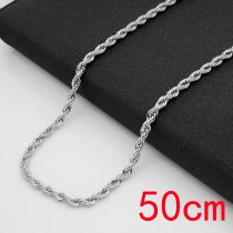Fashion 3mm Silver-50cm Stainless Steel Geometric Twist Chain Necklace