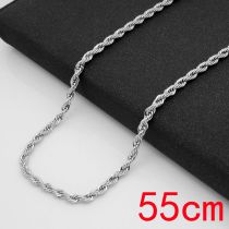Fashion 3mm Silver-55cm Stainless Steel Geometric Twist Chain Necklace