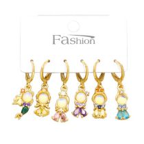 Fashion Gold Copper Inlaid Zirconium Princess Earring Set