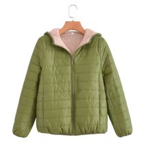 Fashion Green Polyester Embroidery Hooded Jacket