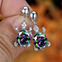Fashion Silver Copper Diamond Turtle Earrings