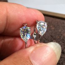 Fashion Silver Copper Diamond-encrusted Geometric Drop-shaped Round Earrings
