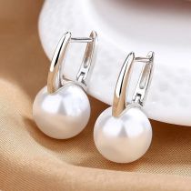 Fashion Silver Copper Geometric Pearl Earrings