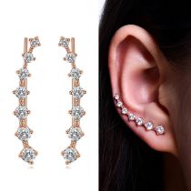 Fashion Rose Gold Copper Diamond Geometric Stud Earrings