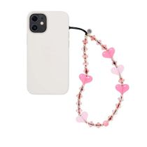 Fashion Pink Acrylic Geometric Beaded Love Mobile Phone Chain