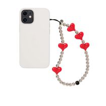 Fashion Red Geometric Beaded Love Mobile Phone Chain