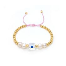 Fashion White Gold Beads Pearl Beads Square Eyes Crystal Bracelet