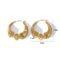 Fashion 1# Stainless Steel Gold-plated Geometric Round Earrings
