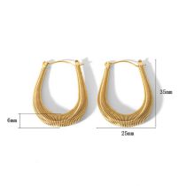 Fashion 5# Stainless Steel Gold-plated Geometric Round Earrings