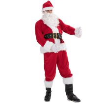 Fashion Red Velvet Santa Claus Costume