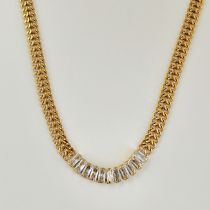Fashion 41+5cm Necklace Titanium Steel Diamond Spliced Chain Necklace